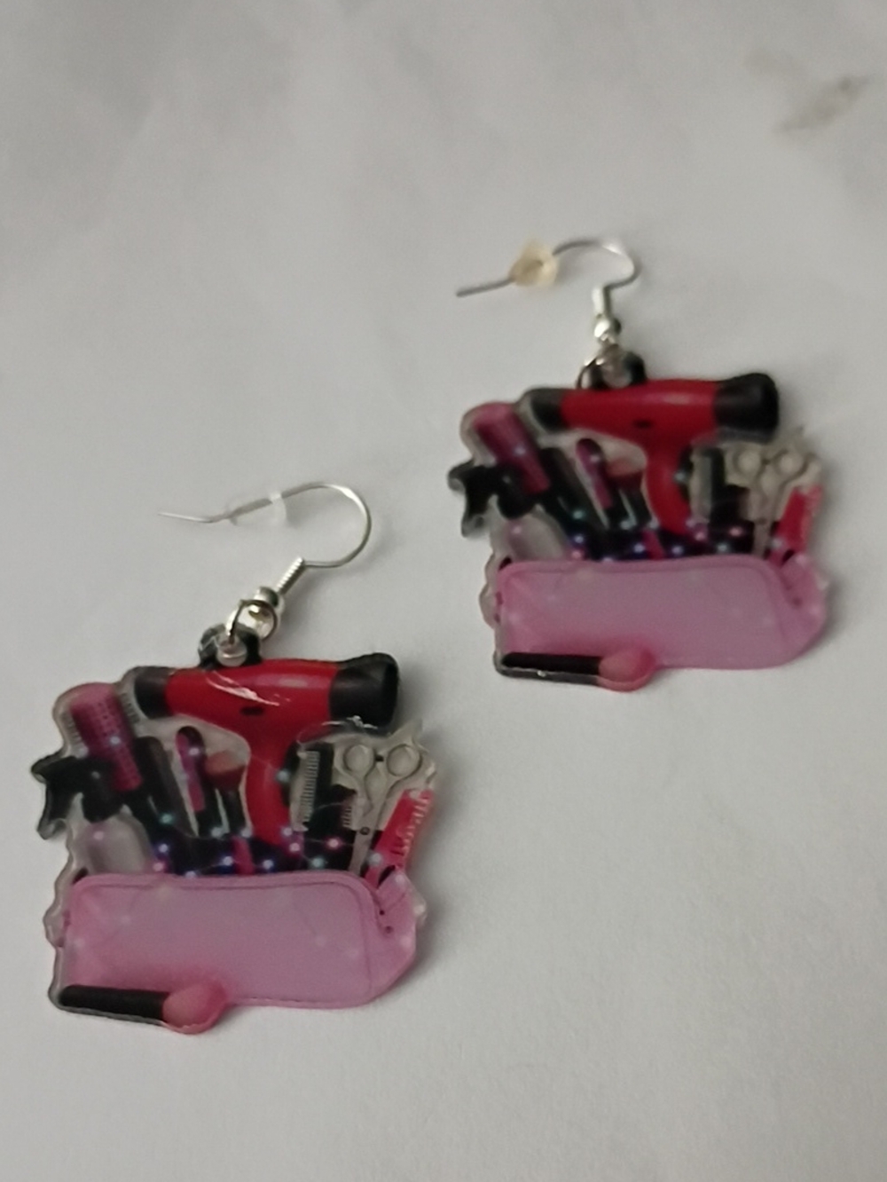 Pink Salon Tools Dangle Earrings for Beauty Lovers